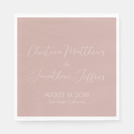 Moderne en elegante puistroze bruiloft servet (Voorkant)