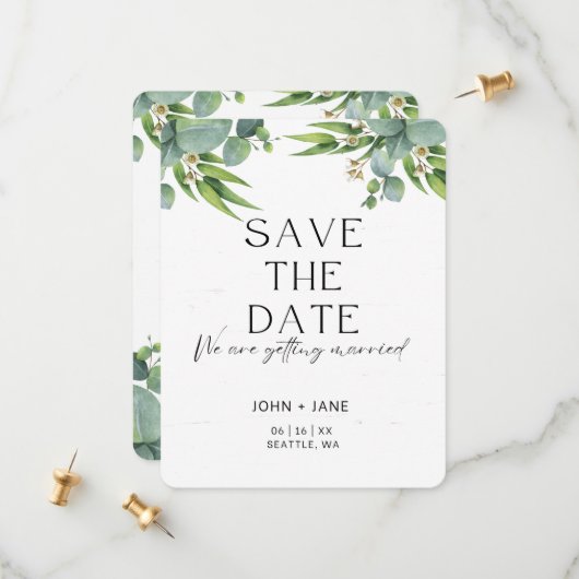 Moderne En Elegante Save The Date Kaart (Voorkant / Achterkant in situ)