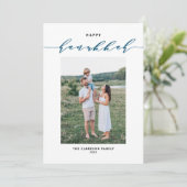 Moderne en Elegante Scriptuur Gelukkig Chanukka Fo Feestdagenkaart (Staand voorkant)