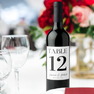 Moderne en Elegante Tafelnummer Wijnlabel Wijn Etiket