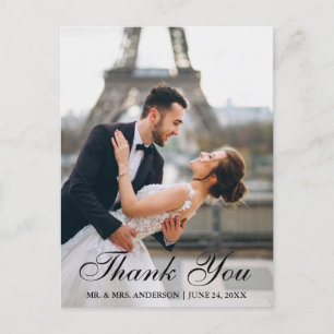 Moderne en Elegante Trouwfoto Dankjewel Briefkaart