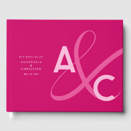 Moderne en gedurfde magenta bruiloft gastenboek