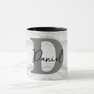 Moderne en Klassieke Marmeren Monogram Letter D Mok