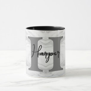 Moderne en Klassieke Marmeren Monogram Letter H Mok