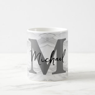 Moderne en Klassieke Marmeren Monogram Letter M Koffiemok
