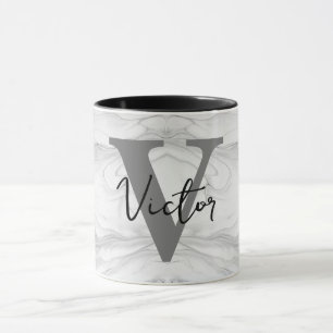 Moderne en Klassieke Marmeren Monogram Letter V Mok