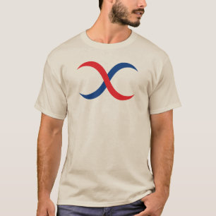 Moderne en Klassieke Rode en Blauwe Letter X Monog T-shirt