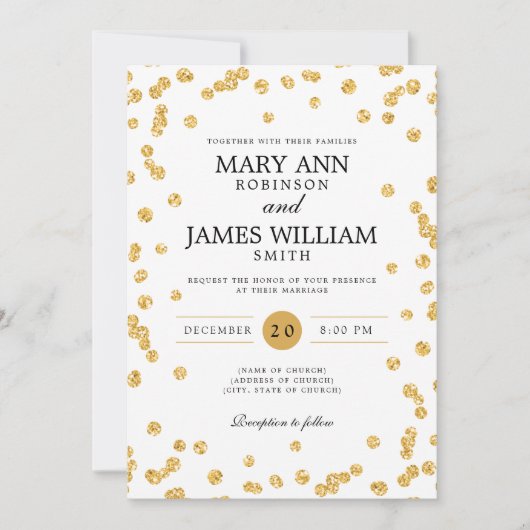 Moderne en legante Confetti met goudglitter Kaart (Voorkant)