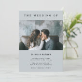 Moderne en minimale grijs | One Photo Wedding Kaart (Staand voorkant)