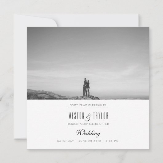 Moderne en minimale huwelijksfoto Uitnodigen Kaart (Voorkant)