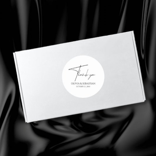 Moderne en minimalistische bruiloft dank u ronde sticker