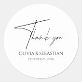 Moderne en minimalistische bruiloft dank u ronde sticker (Voorkant)