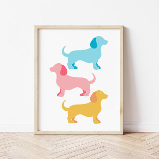 Moderne en Minimalistische Dachshund Honden Collag Poster
