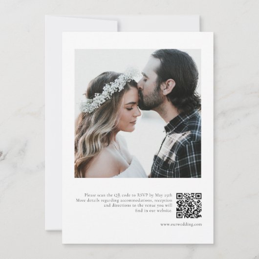 Moderne en minimalistische QR-code - bruiloft met  Kaart (Achterkant)