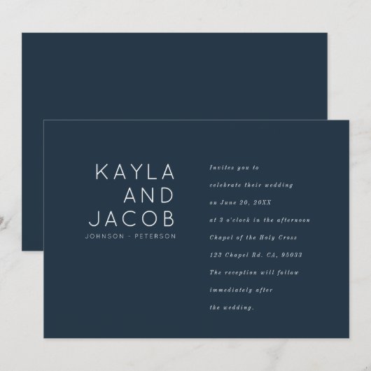 Moderne en minimalistische typografie-weddenschap kaart (Voorkant / Achterkant)