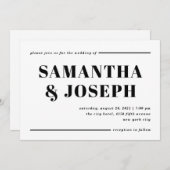 Moderne en oude typografie | Minimale bruiloft Kaart (Voorkant / Achterkant)