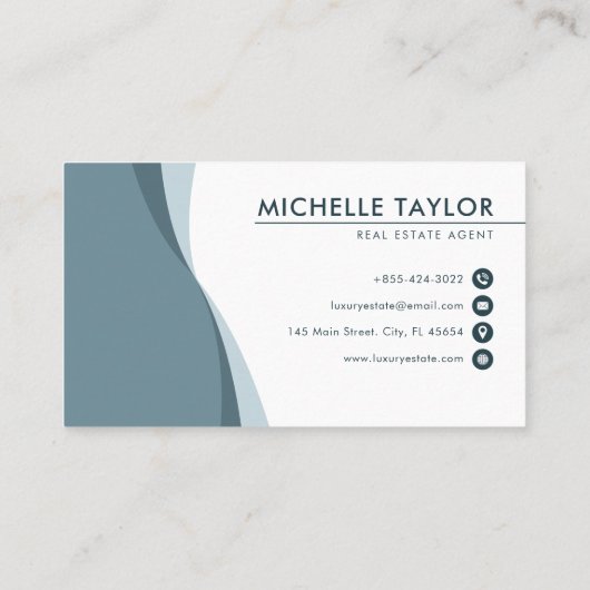 Moderne en schone blauwe golf — Echte omgeving Visitekaartje (Achterkant)