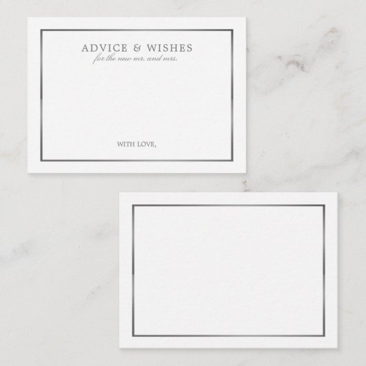 Moderne en stijlvolle, witte en zilverkleurige Adv Informatiekaartje (Voorkant / Achterkant)