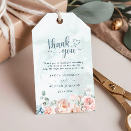 Moderne en trendy blauwe roos bruiloft bedankt cadeaulabel