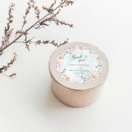 Moderne en trendy blauwe roos bruiloft ronde sticker