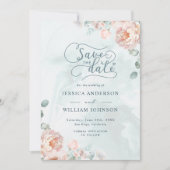 Moderne en trendy blauwe roos bruiloft save the date (Voorkant)