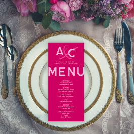 Moderne en Vette Magenta Bruiloft Menu Kaart