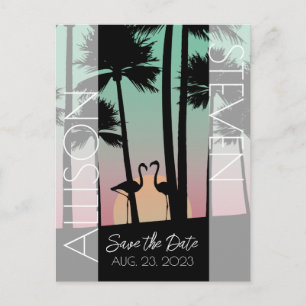 Moderne enregistrer la date Flamingo design carte