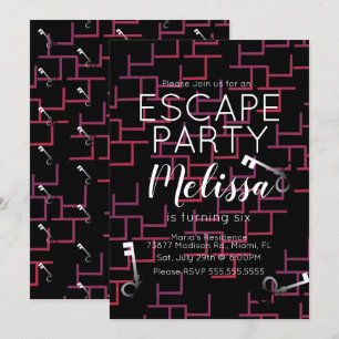 Moderne Escape Room Verjaardagsfeest Maze Uitnodig Kaart