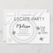 Moderne Escape Room Verjaardagsfeestje Grijze Uitn Kaart (Voorkant)