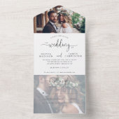 Moderne eslegant Script Calligraphy 2 Photo Weddin All In One Uitnodiging (Binnen)