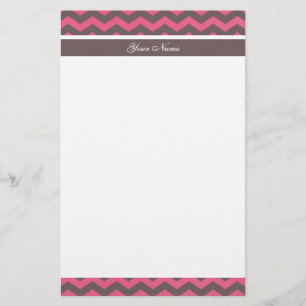 Moderne espresso en roze chevron zigzag patroon briefpapier