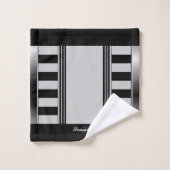 Moderne esthétique Grandes noires Monogramme géomé (Gant de toilette)