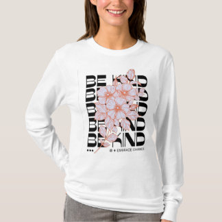Moderne esthetische bloemen T-shirt met lange mouw