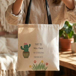Moderne esthetische cactus minimale leraren cadeau draagtas