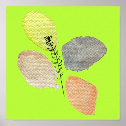 Moderne esthetische waterverf blad poster (Voorkant)