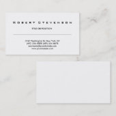 Moderne et élégant Carte de visite simple noir bla (Devant / Derrière)