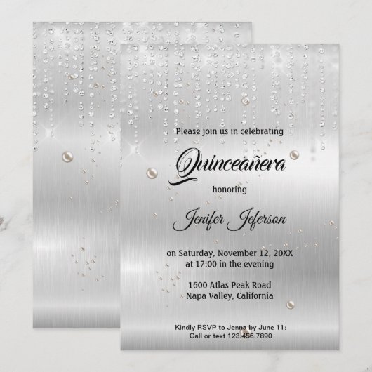 Moderne et élégante Quinceanera Invitation (Devant / Derrière)