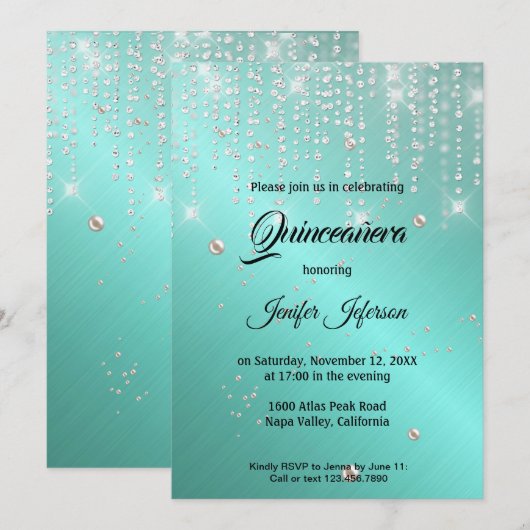 Moderne et élégante Quinceanera Invitation (Devant / Derrière)