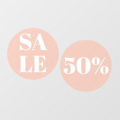 Moderne etalage uitverkoop pastelroze raamsticker (Vel)