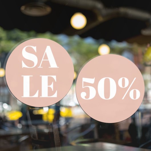 Moderne etalage uitverkoop pastelroze raamsticker