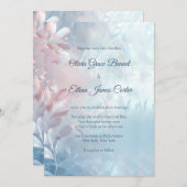 Moderne etherische glazen gloed bloemenbruiloft kaart (Voorkant / Achterkant)