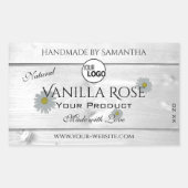 Moderne etiketten met witte houtkorrels Florale Lo (Voorkant)