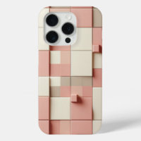 Moderne Étui Géométrique 3D Carré Rose Poussiéreux