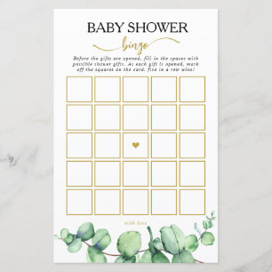 Moderne Eucalyptus Balloon Baby shower Bingo Game
