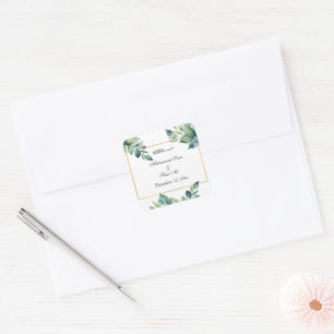 Moderne Eucalyptus Bladeren Moslim uitnodiging Vierkante Sticker
