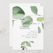 Moderne Eucalyptus Bridal Shower-uitnodiging Kaart (Voorkant / Achterkant)