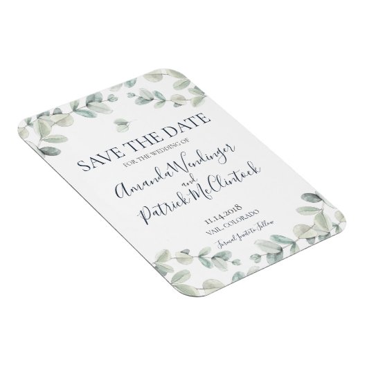 Moderne Eucalyptus Bruiloft Bewaar de datum Magnet Magneet (Rechterzijde)