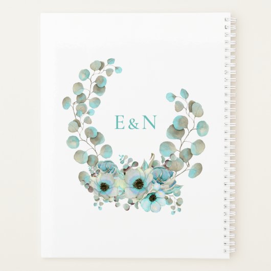 Moderne eucalyptus bruiloft | Rustiek Blauwgroen Planner (Achterkant)