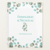 Moderne eucalyptus bruiloft | Rustiek Blauwgroen Planner (Voorkant)