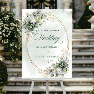 Moderne Eucalyptus Bruiloft Welkom Bord Goud Poster